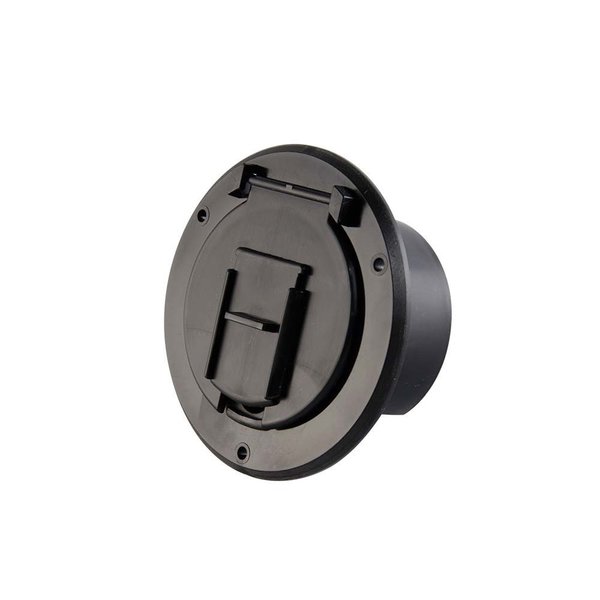 Superior Electric Basic Round Electric Cable Hatch with Back for 30 Amp Cord - Black RVA1571